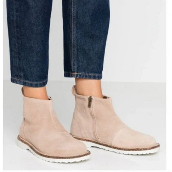 Birkenstock Shoes - Birkenstock Suede Melrose Ankle Boot in Nude